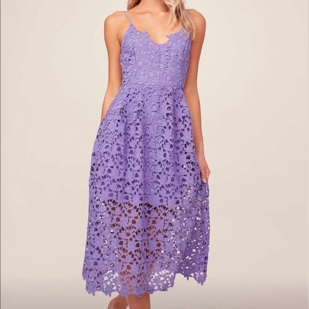 ASTR Lace Midi Dress Purple